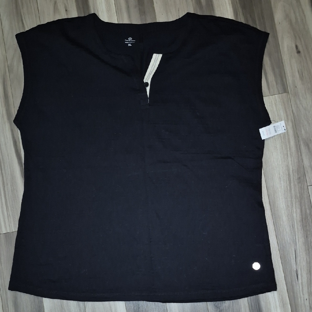 💥5/35 Nwt T By Talbits Black Sleeveless Women's Top with Contrast Trim Size XL
